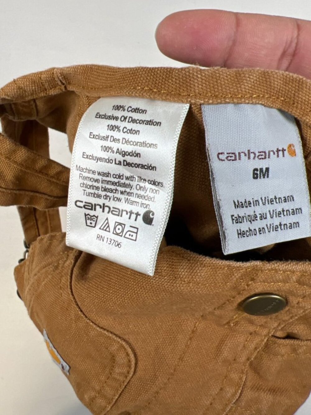 Carhartt Baby Boys 6M Brown Canvas Bib Overalls Duck Cloth Workwear - Picture 4 of 4